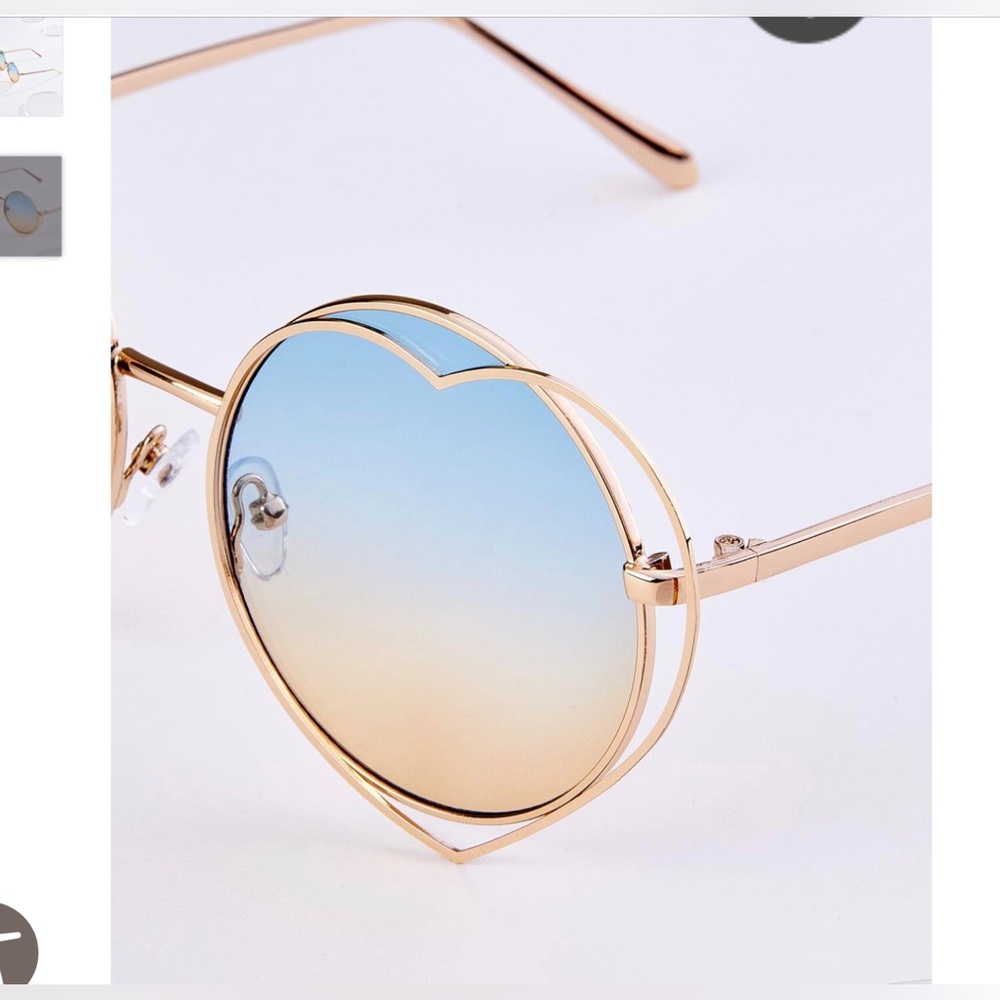 Metal Heart Circle Frame Sunglasses - Picture 2 of 7